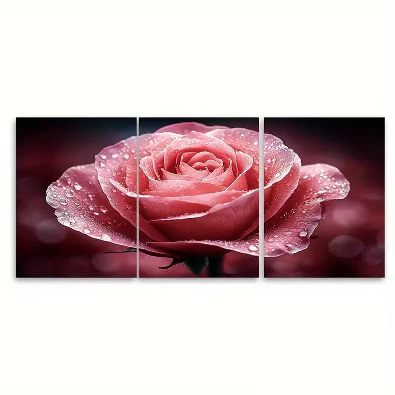 3pcs Bright Pink Rose Wall Art Set Canvas Framed 50x70cm – High Quality Print 100% Australian Made Wall Canvas Ready to Hang - Bella Home Decor