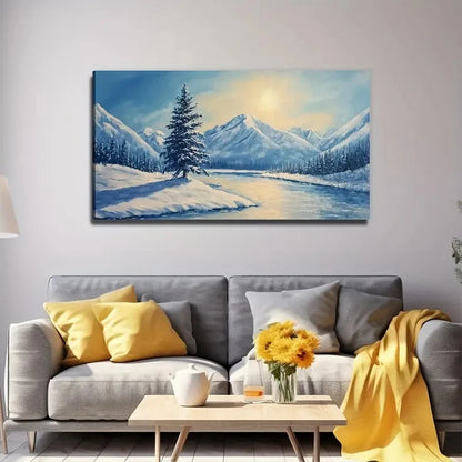 Blue Ice River Wall Art Canvas Office Home Room Framed 120x60cm