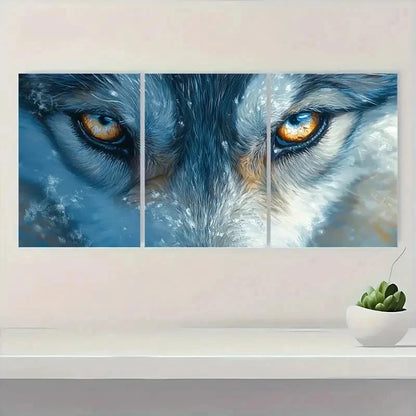 3pcs Husky Wolf Animal Blue Eyes Art k   Wall Art Set Canvas Framed 50x70cm - High Quality Print 100% Australian Made Wall Canvas Ready to Hang