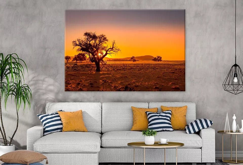 Grassy Steppe, Camel Thorn Trees Wall Art Decor 100% Australian Made - Bella Home Decor