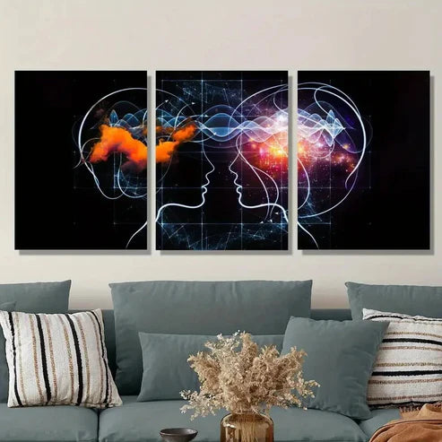 3pcs Abstract Mind Vibration Wall Art Set Canvas Unframed - High Quality Print 100% Australian Made Wall Canvas - Bella Home Decor