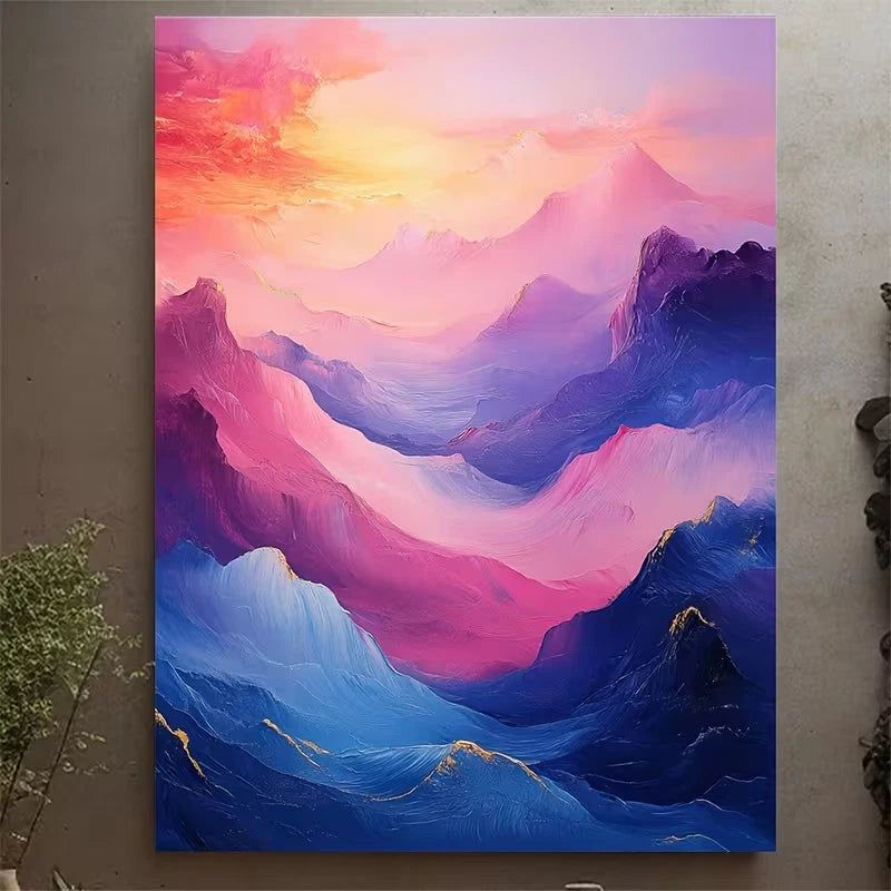 Abstract Soft Blue & Pink Fluid Wave 60x90cm Metal Print Ready to Hang