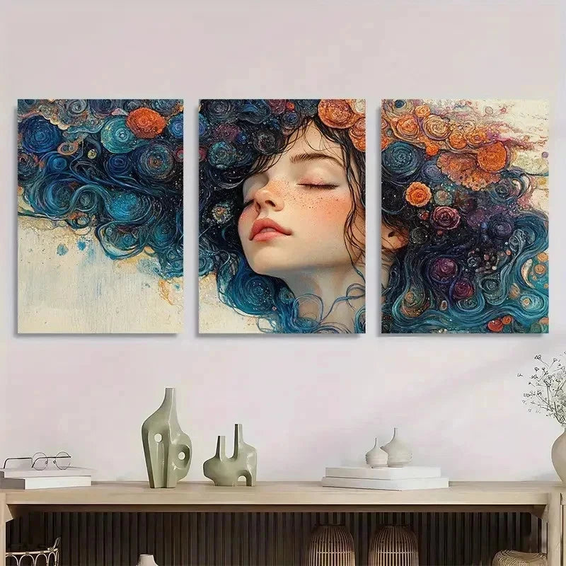 3pcs Whimsical Giclée One of Each Perfect Wall Art Set Canvas Framed 50x70cm - High Quality Print 100% Australian Made Wall Canvas Ready to Hang