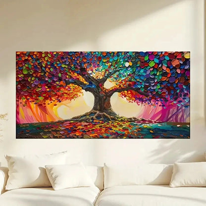 Vibrant Abstract Tree Colorful Wall Art Canvas Office Home Room Framed 120x60cm
