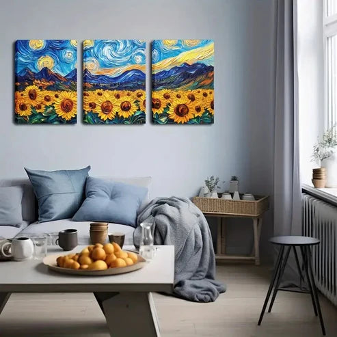 3pcs Vibrant Sunflower Minimalist Décor Perfect Wall Art Canvas Unframed - High Quality Print 100% Australian Made Wall Canvas