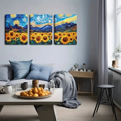 3pcs Vibrant Sunflower Minimalist Décor Perfect Wall Art Canvas Unframed - High Quality Print 100% Australian Made Wall Canvas