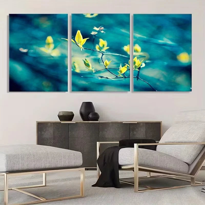 3pcs Vibrant Yellow Flower Decor Wall Art Set Canvas Framed 60x90cm - High Quality Print 100% Australian Made Wall Canvas Ready to Hang