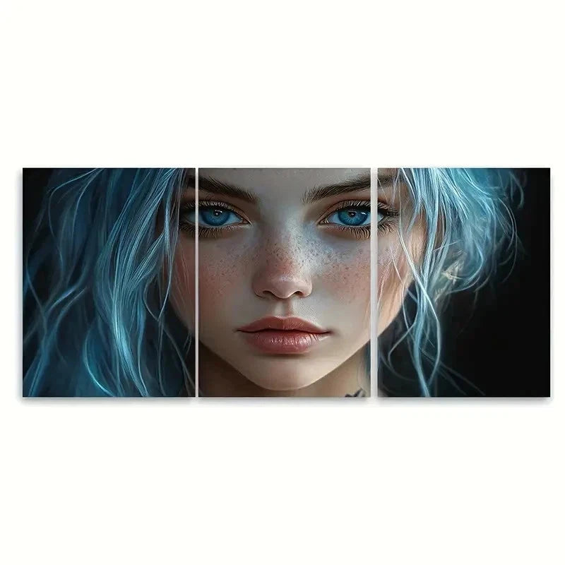 3pcs Samantha Alt Girl EI Wall Art Set Canvas Framed 60x90cm - High Quality Print 100% Australian Made Wall Canvas Ready to Hang
