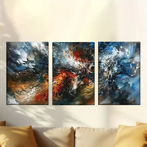 3pcs Black and White Abstract Painting Wall Art Set Canvas Unframed – High Quality Print 100% Australian Made Wall Canvas - Bella Home Decor