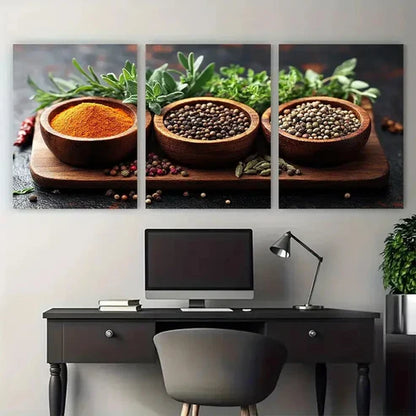 3pcs Herbs Spices Kitchen and Home – Wall Art Canvas Unframed – High Quality Print 100% Australian Made Wall Canvas