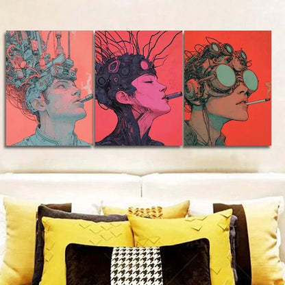3pcs e Had Wires Over His Head Wall Art Canvas Wall Art Set Canvas Framed 50x70cm - High Quality Print 100% Australian Made Wall Canvas Ready to Hang