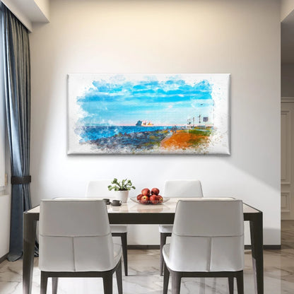 Watercolor Art Ship Marmara Sea Wall Art Canvas Office Home Room Framed 120x60cm