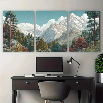 3pcs Erin's France Forest Woodland Perfect Wall Art Set Canvas Framed 50x70cm - High Quality Print 100% Australian Made Wall Canvas Ready to Hang