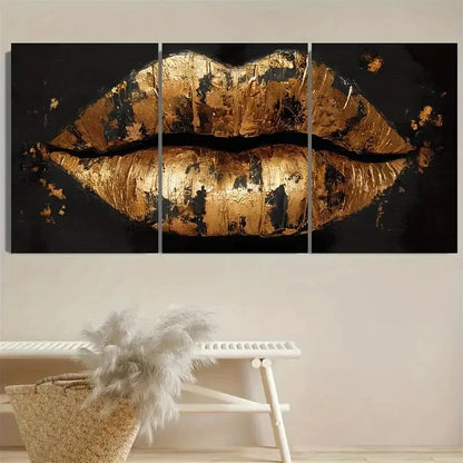 3pcs Luxurious Stylish Golden Black Woman Art Wall Art Set Canvas Framed 40x60cm - High Quality Print 100% Australian Made Wall Canvas Ready to Hang