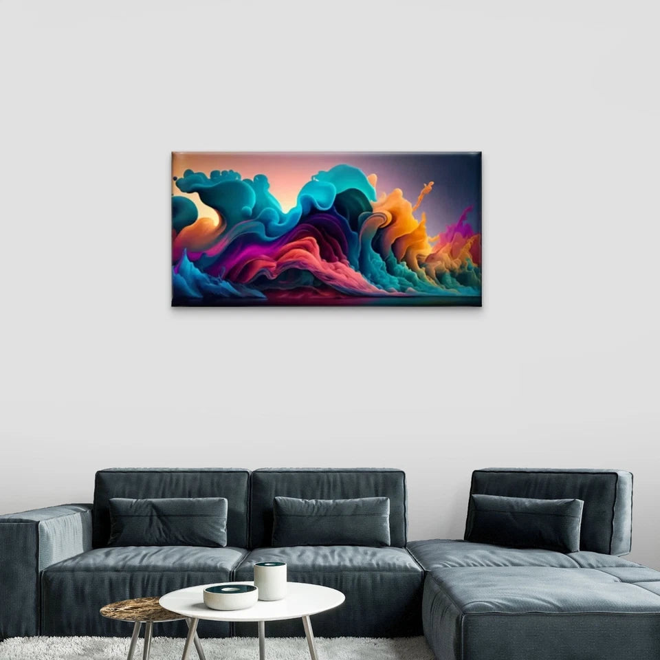 Color Explosive Cloud Abstract Wall Art Canvas Office Home Room Framed 120x60cm