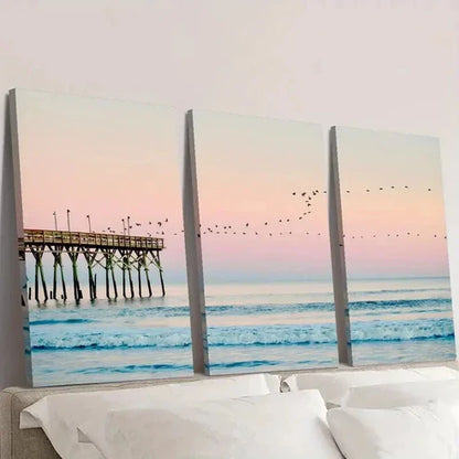 3pcs Ocean Sunset & Coastal Beach Wall Art Canvas Unframed – High Quality Print 100% Australian Made Wall Canvas