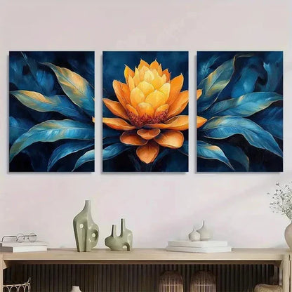 3pcs Blue and Golden Trees Landscape Wall Art Canvas Unframed - High Quality Print 100% Australian Made Wall Canvas - Bella Home Decor