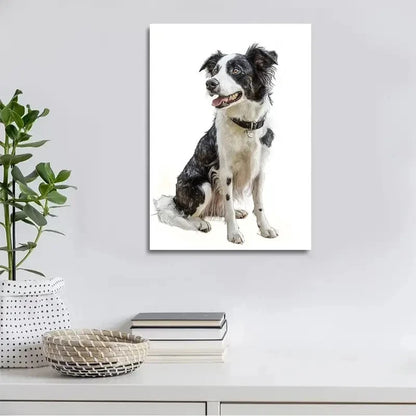Beautiful Border Collie Watercolor Painting  40x60cm Metal Print Ready to Hang - Bella Home Decor