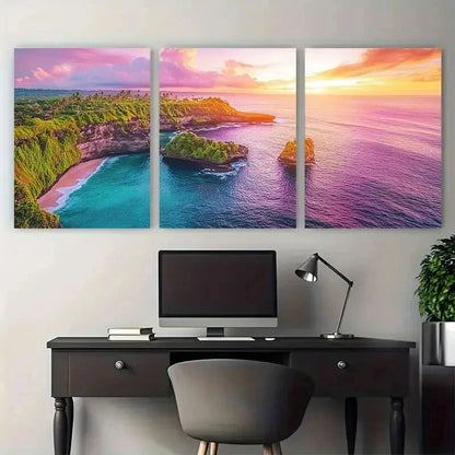 3pcs Bali Travel Nature Landscape Perfect Wall Art Set Canvas Framed 50x70cm - High Quality Print 100% Australian Made Wall Canvas Ready to Hang - Bella Home Decor