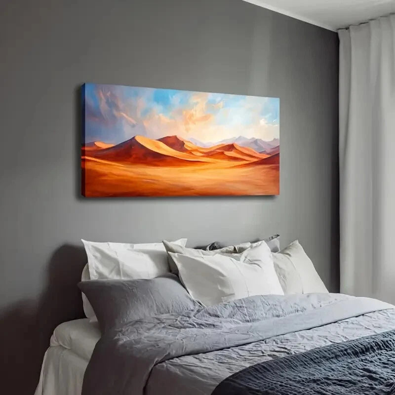 Desert Sunset Dunes Modern Wall Art Canvas Office Home Room Framed 120x60cm - Bella Home Decor