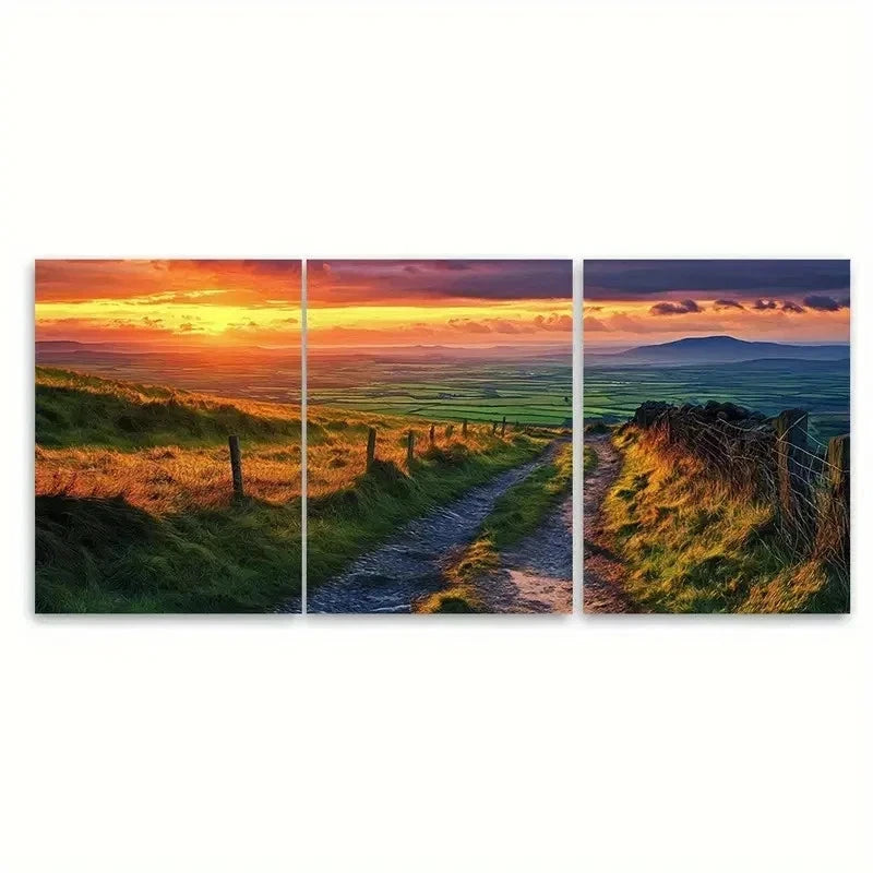 3pcs Sunset Irish Landscape KO   Wall Art Set Canvas Framed 40x60cm - High Quality Print 100% Australian Made Wall Canvas Ready to Hang - Bella Home Decor