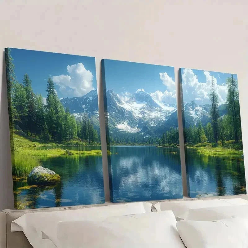 3pcs Lake Oregon Panoramic Scenery Wall Art Set Canvas Framed 50x70cm - High Quality Print 100% Australian Made Wall Canvas Ready to Hang - Bella Home Decor
