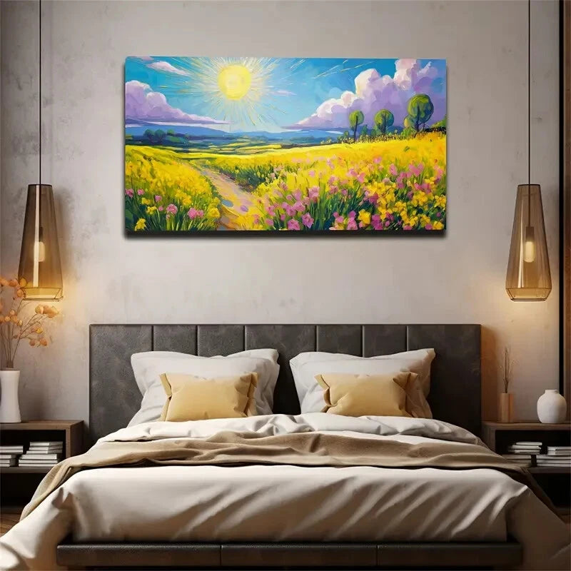 Vibrant Sun Soaring Sky Modern Wall Art Canvas Office Home Room Framed 120x60cm - Bella Home Decor