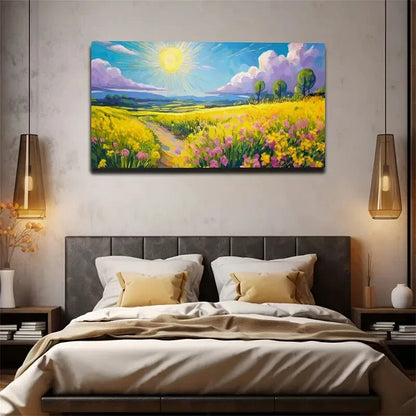 Vibrant Sun Soaring Sky Modern Wall Art Canvas Office Home Room Framed 120x60cm - Bella Home Decor