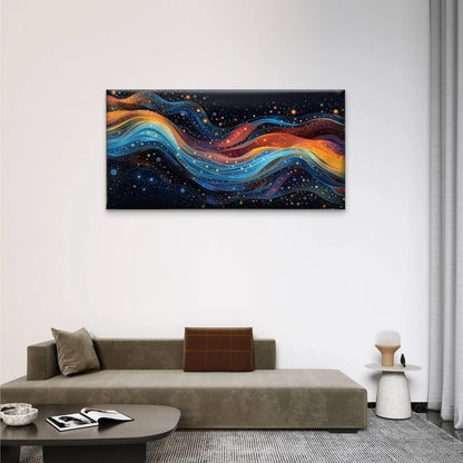 Colorful Waves Abstract Line Wall Art Canvas Office Home Room Framed 120x60cm