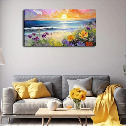 Ocean Waves & Colorful Beach Wall Art Canvas Office Home Room Framed 120x60cm - Bella Home Decor