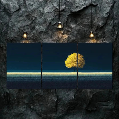 3pcs Night Colorful Relax Autumn Tree Perfect Wall Art Set Canvas Framed 50x70cm - High Quality Print 100% Australian Made Wall Canvas Ready to Hang