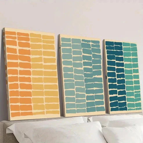 3pcs Abstract Colorful Horizontal Stripes Wall Art Canvas Unframed - High Quality Print 100% Australian Made Wall Canvas - Bella Home Decor