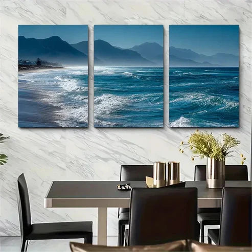 3pcs Abstract sea  Wall Art Canvas Unframed - High Quality Print 100% Australian Made Wall Canvas - Bella Home Decor