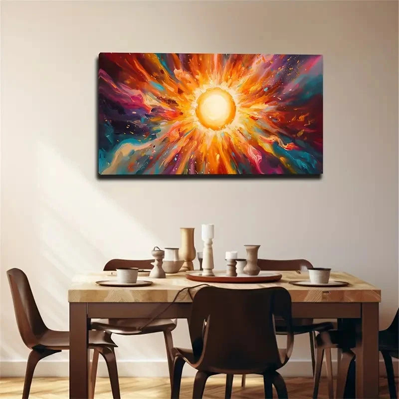 Vibrant Sunburst Radiant Color Wall Art Canvas Office Home Room Framed 120x60cm