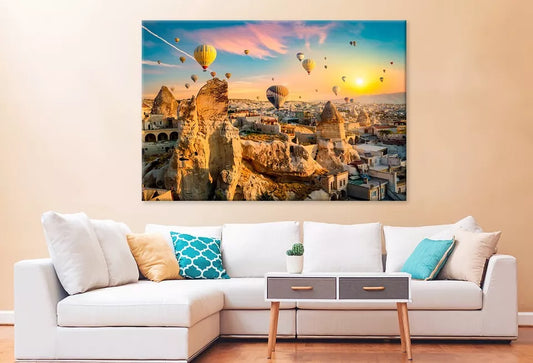 Hot Air Balloons At Sunset Wall Art Decor 100% Australian Made