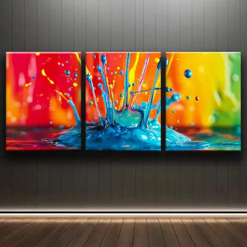 3pcs A Vibrant Explosion of Colors Perfect Wall Art Set Canvas Unframed - High Quality Print 100% Australian Made Wall Canvas