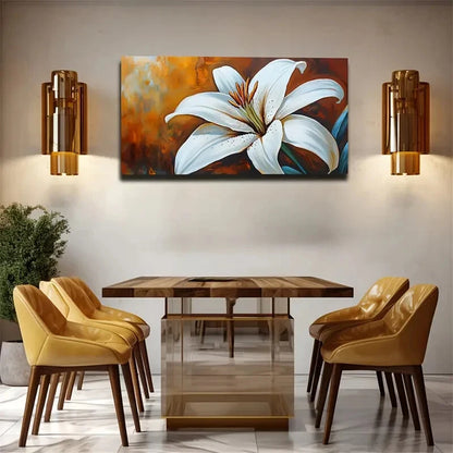 Blooming Lily Minimalist Modern Wall Art Canvas Office Home Room Framed 120x60cm. - Bella Home Decor
