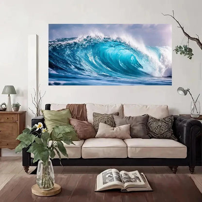 Ocean Wave Energy Elegant Wall Art Canvas Office Home Room Framed 120x60cm