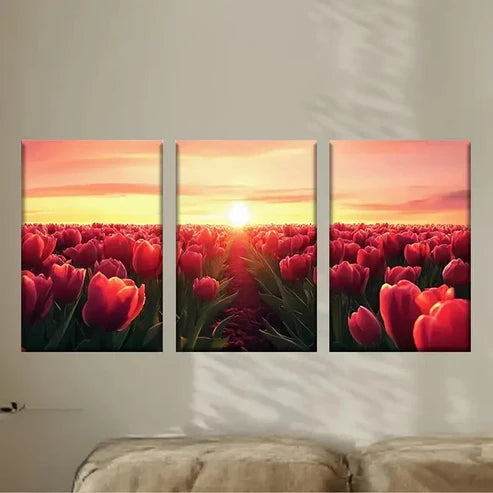 3pcs a Large Screen with a Sunset Wall Art Set Canvas Unframed - High Quality Print 100% Australian Made Wall Canvas - Bella Home Decor