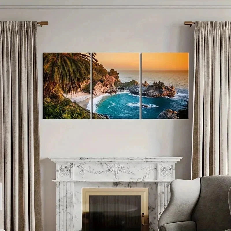 3pcs California Seaside Natural Landscape Wall Art Set Canvas Framed 50x70cm - High Quality Print 100% Australian Made Wall Canvas Ready to Hang - Bella Home Decor