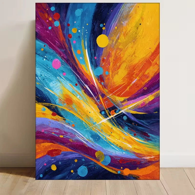 Abstract Painting with Vibrant Colors 60x90cm Metal Print Ready to Hang