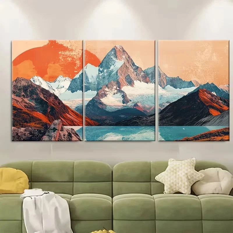 3pcs Patagonia Themed Mountain Wall Art Set Canvas Framed 60x90cm – High Quality Print 100% Australian Made Wall Canvas Ready to Hang