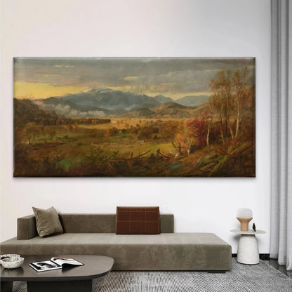 Autumn Mountain Valley Wall Art Canvas Office Home Room Framed 120x60cm