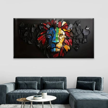 Lion Graffiti with Colorful Wall Art Canvas Office Home Room Framed 120x60cm