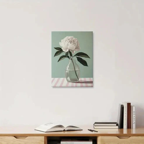 Beautiful Vintage White Peonies Botanical 60x90cm Metal Print Ready to Hang