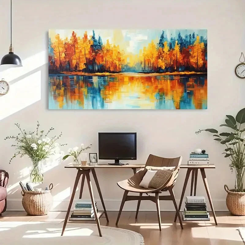 Landscape Reflection Cartoon Wall Art Canvas Office Home Room Framed 120x60cm - Bella Home Decor
