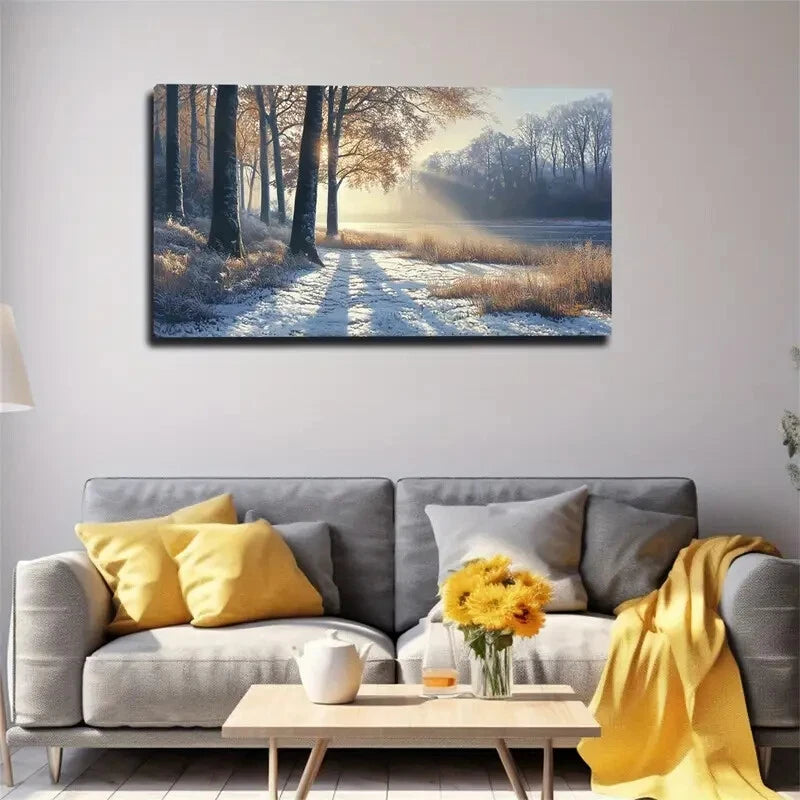 A Thin Layer Of Snow Covering Wall Art Canvas Office Home Room Framed 120x60cm - Bella Home Decor