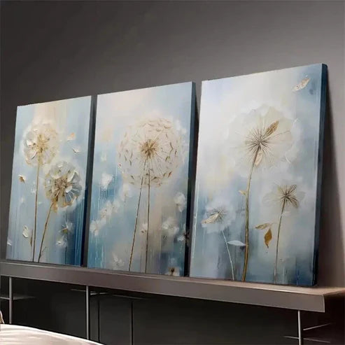 3pcs Showcasing Beautiful Dandelion Abstract Wall Art Set Canvas Unframed - High Quality Print 100% Australian Made Wall Canvas