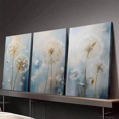 3pcs Showcasing Beautiful Dandelion Abstract Wall Art Set Canvas Unframed - High Quality Print 100% Australian Made Wall Canvas