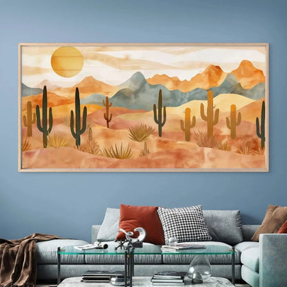 Desert Landscape Cactus Wall Art Canvas Office Home Room Framed 120x60cm